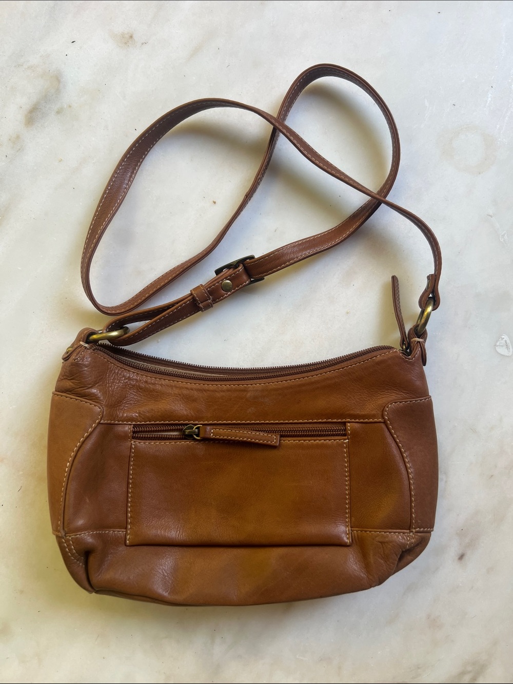 Vintage Derek Alexander Leather Crossbody Bag in Light Brown